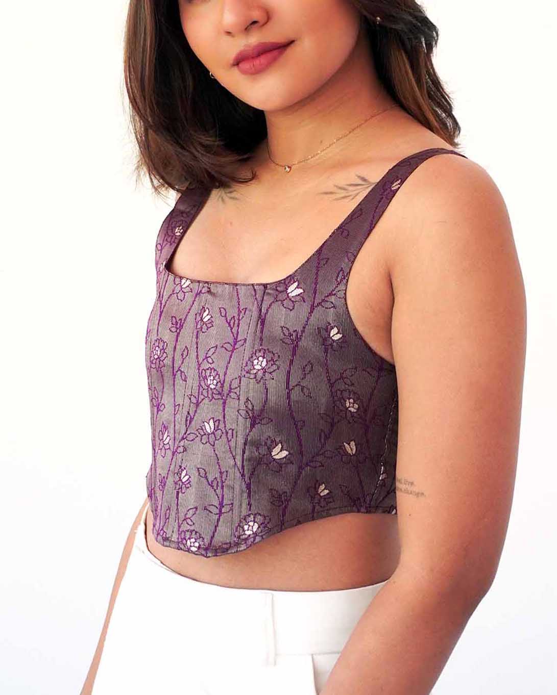 Sangria Brocade Silk Corset