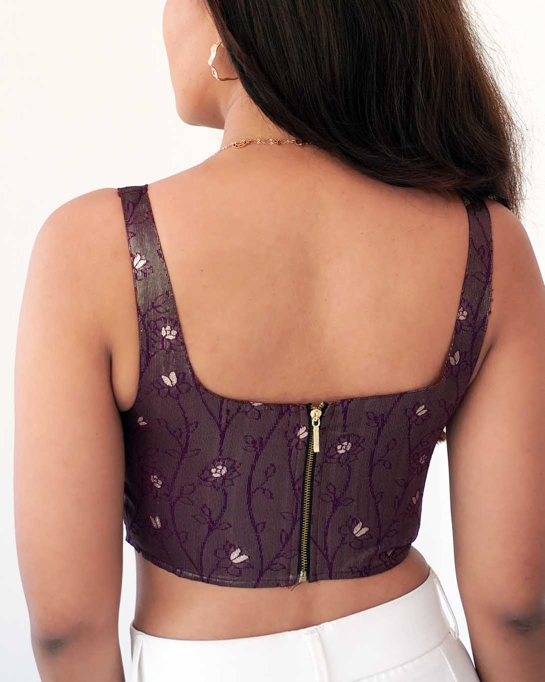 Sangria Brocade Silk Corset