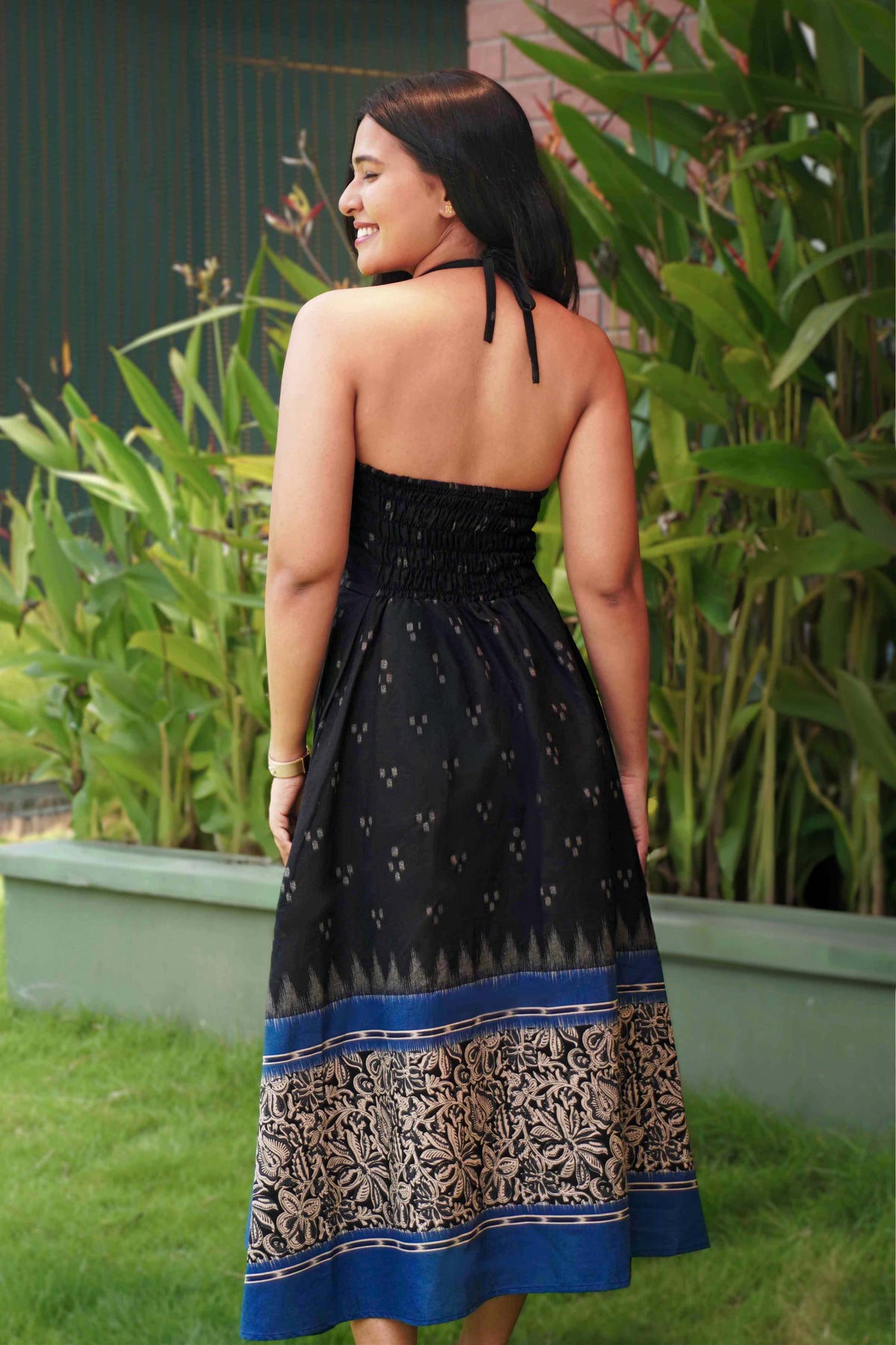 Ikat Kalamkari Long Dress (Blue)