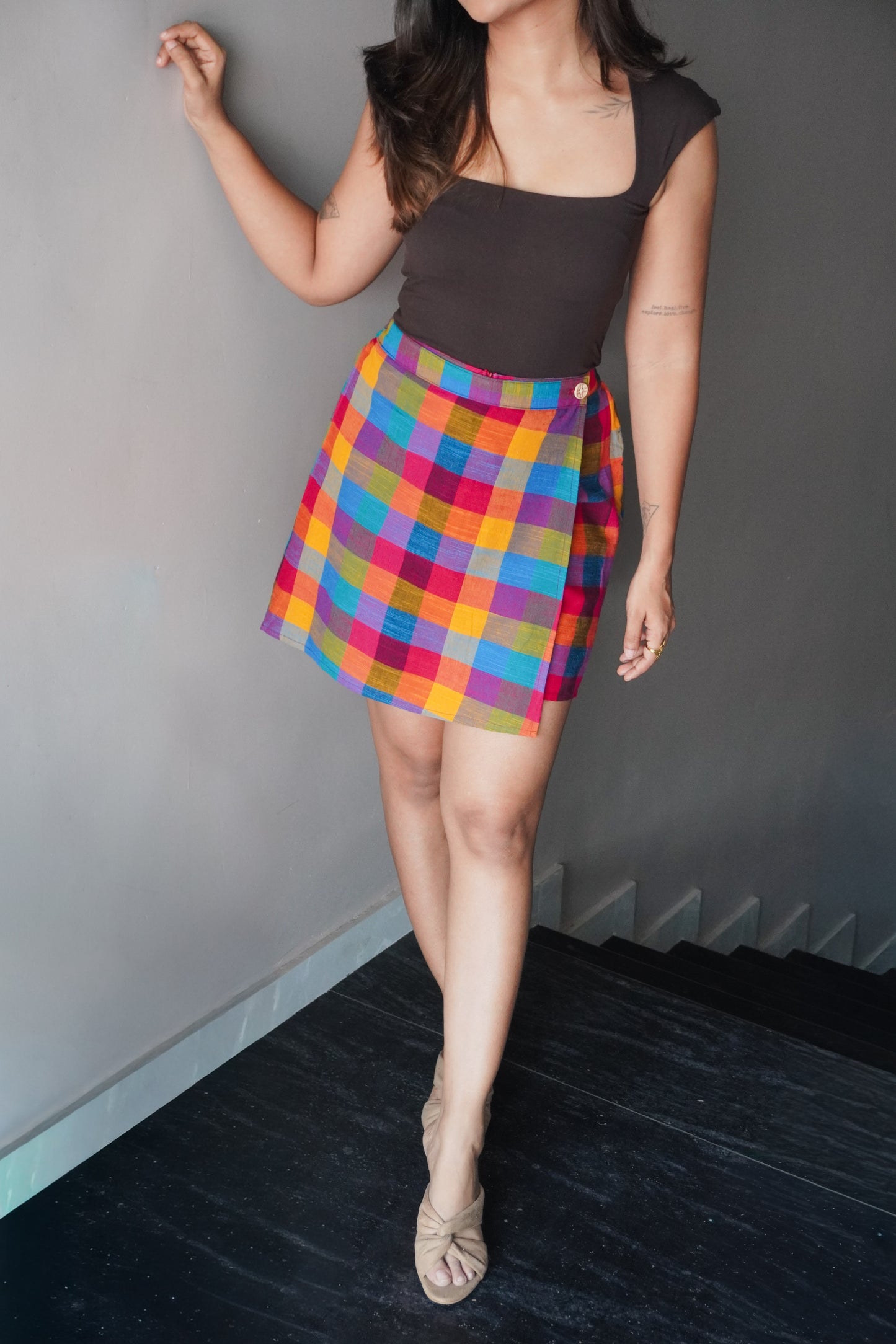 Madras check Skort
