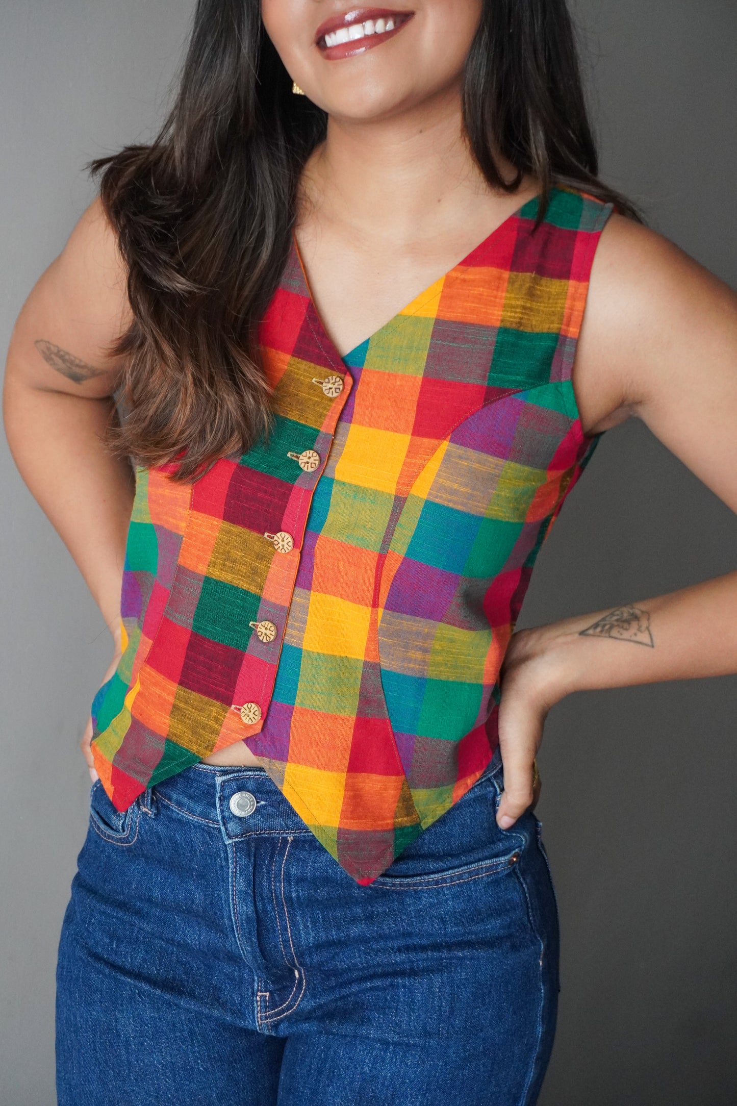 Madras checks Waistcoat