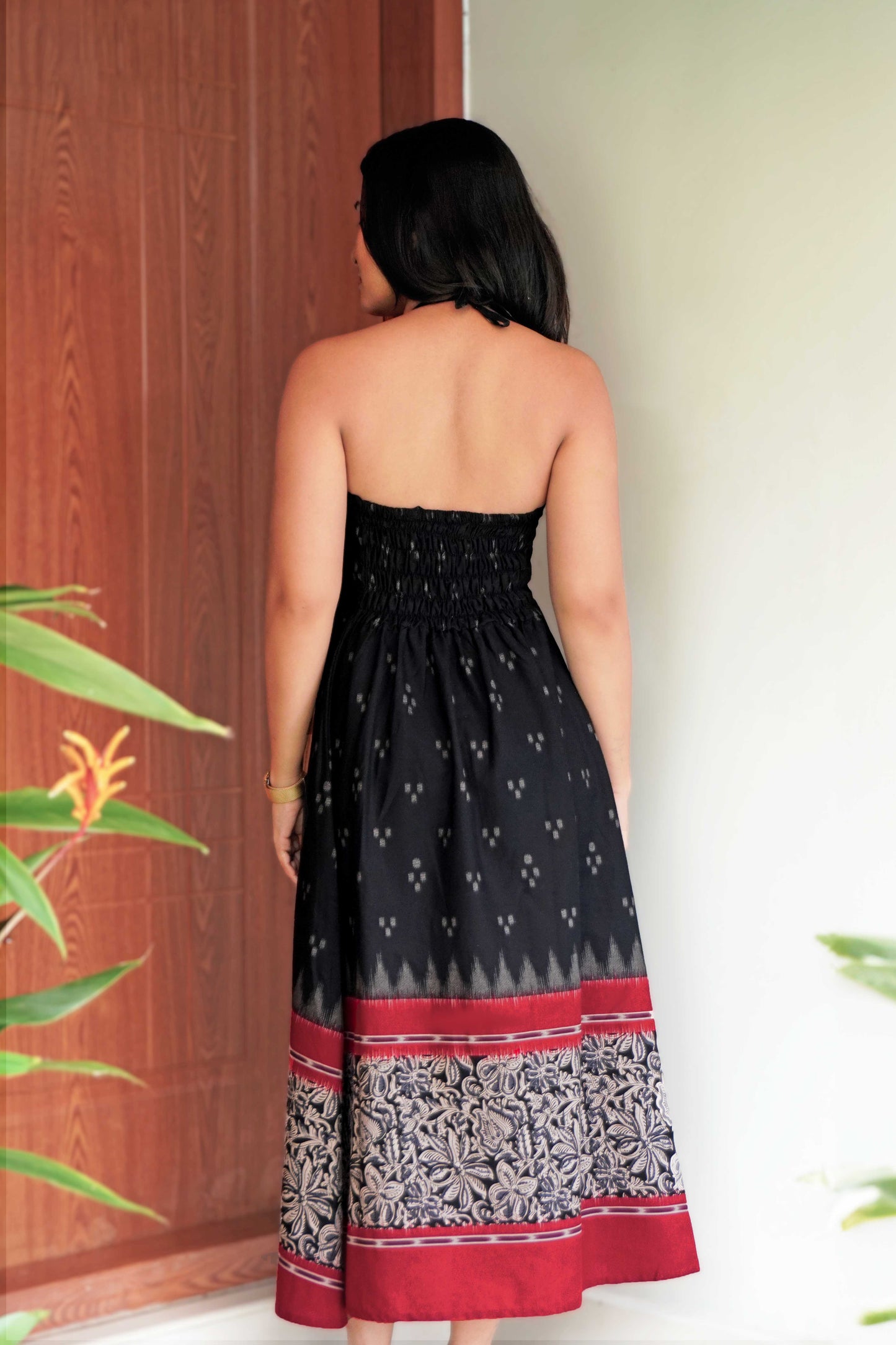 Ikat Kalamkari Long Dress (Red)