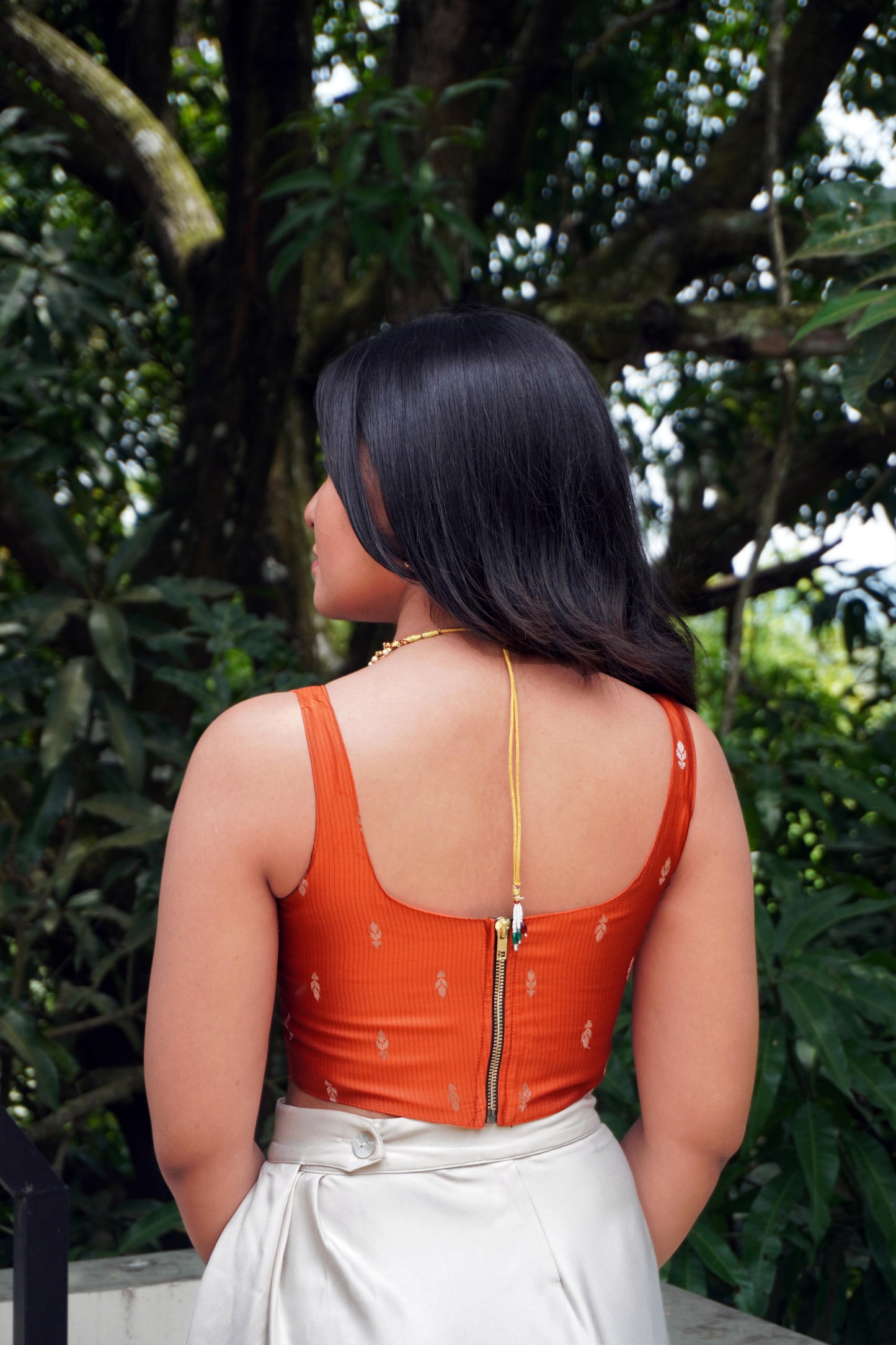 Burnt Orange Silk Corset