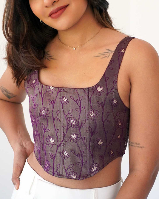 Sangria Brocade Silk Corset