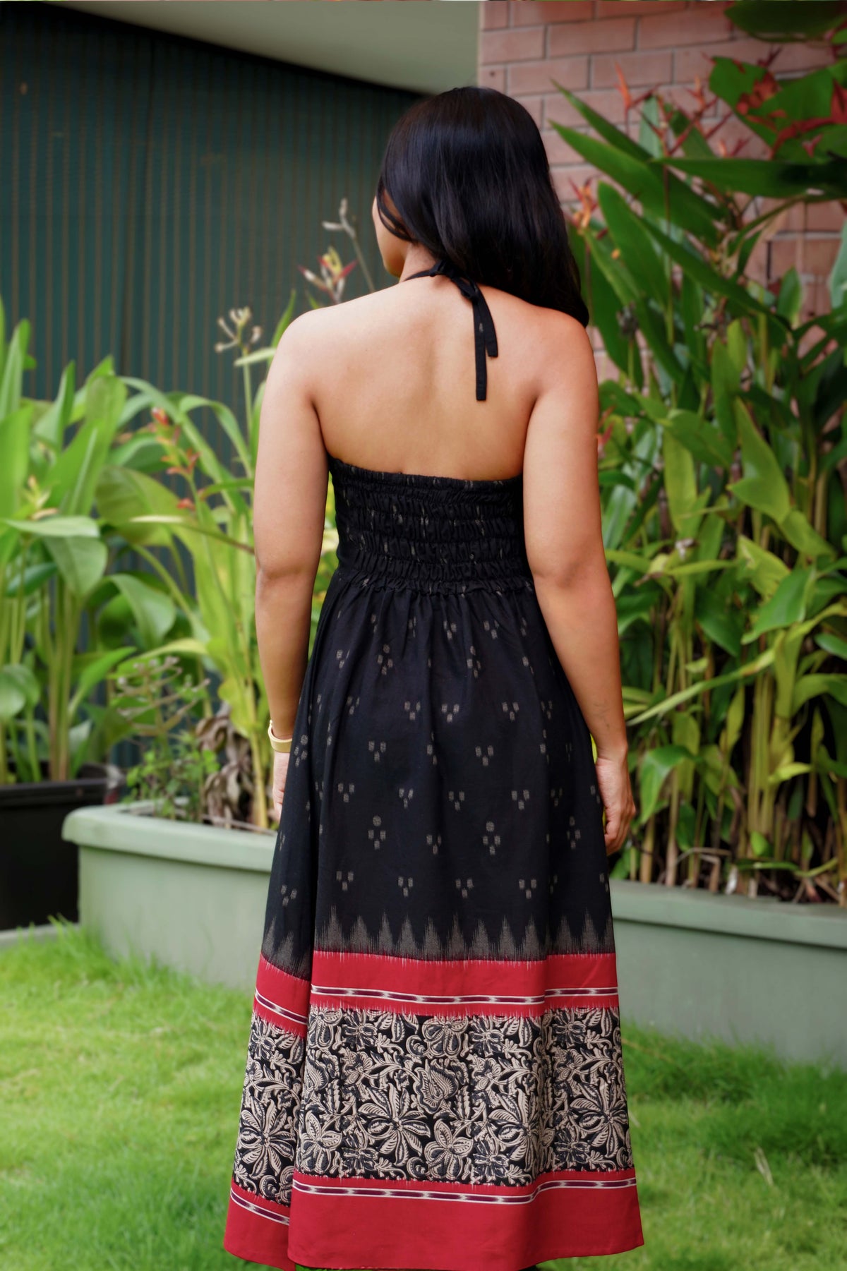 Ikat Kalamkari Long Dress (Red)
